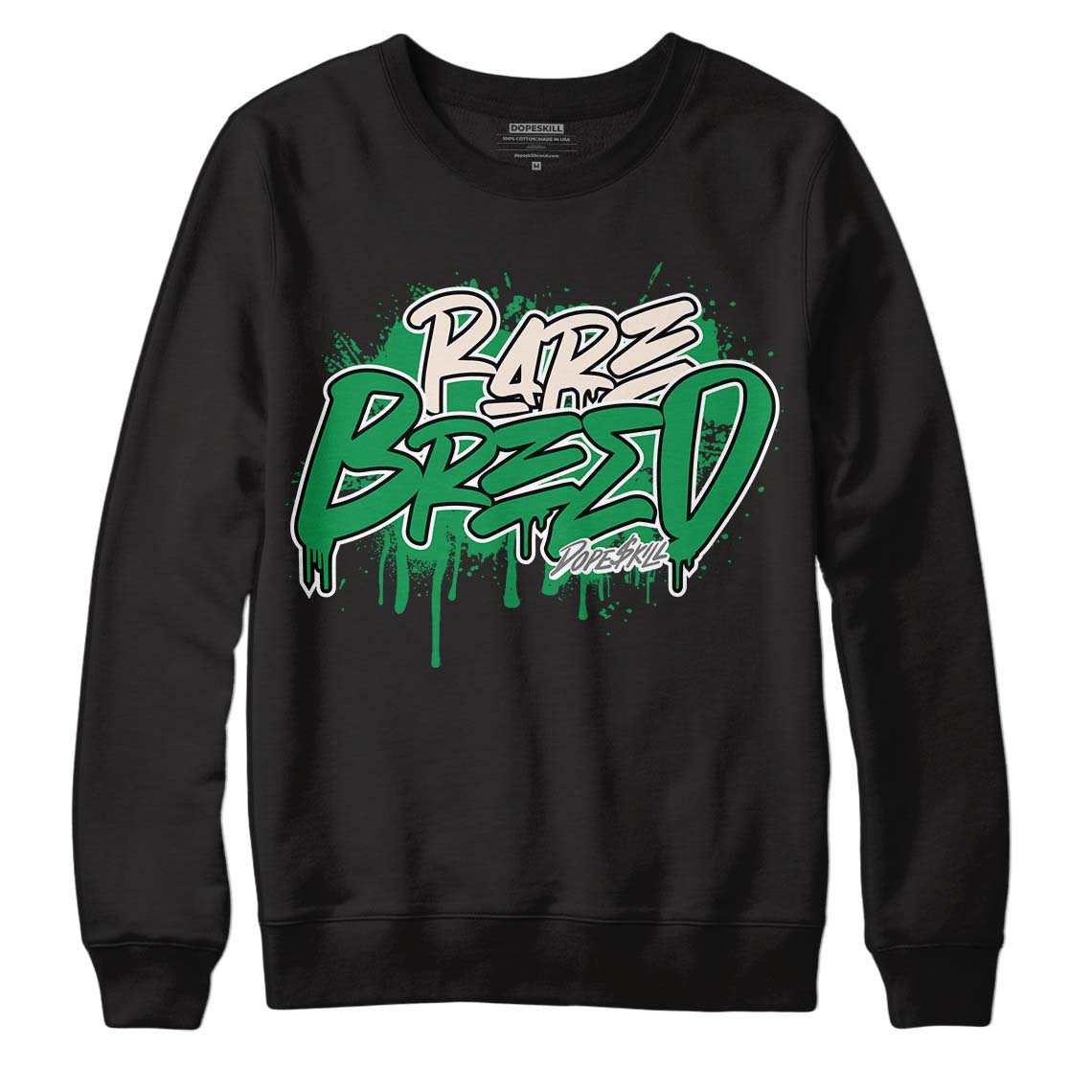 Jordan 2 Retro Lucky Green DopeSkill Sweatshirt Rare Breed Graphic Streetwear - Black 