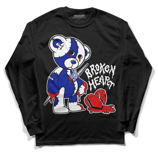 Racer Blue White Dunk Low DopeSkill Long Sleeve T-Shirt Broken Heart Graphic - Black