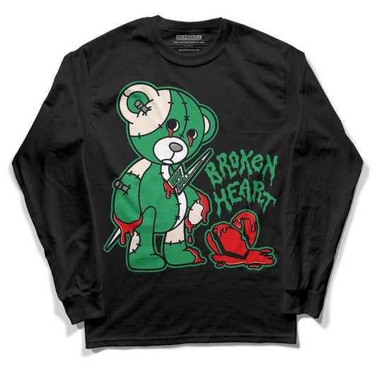 Jordan 2 Retro Lucky Green DopeSkill Long Sleeve T-Shirt Broken Heart Graphic Streetwear - Black 