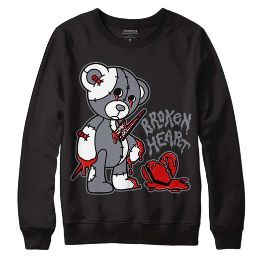 Fire Red 9s DopeSkill Sweatshirt Broken Heart Graphic - Black 