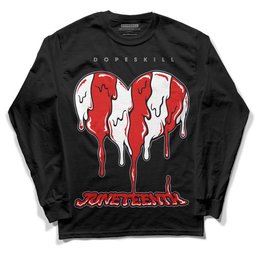 Gym Red 9s DopeSkill Long Sleeve T-Shirt Juneteenth Heart Graphic - Black