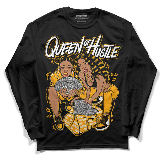 Taxi Yellow Toe 1s DopeSkill Long Sleeve T-Shirt Queen Of Hustle Graphic - Black