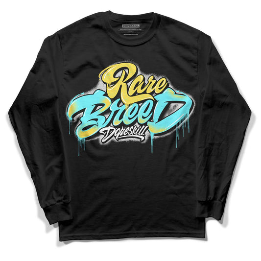 Aqua 5s DopeSkill Long Sleeve T-Shirt Rare Breed Type Graphic - Black