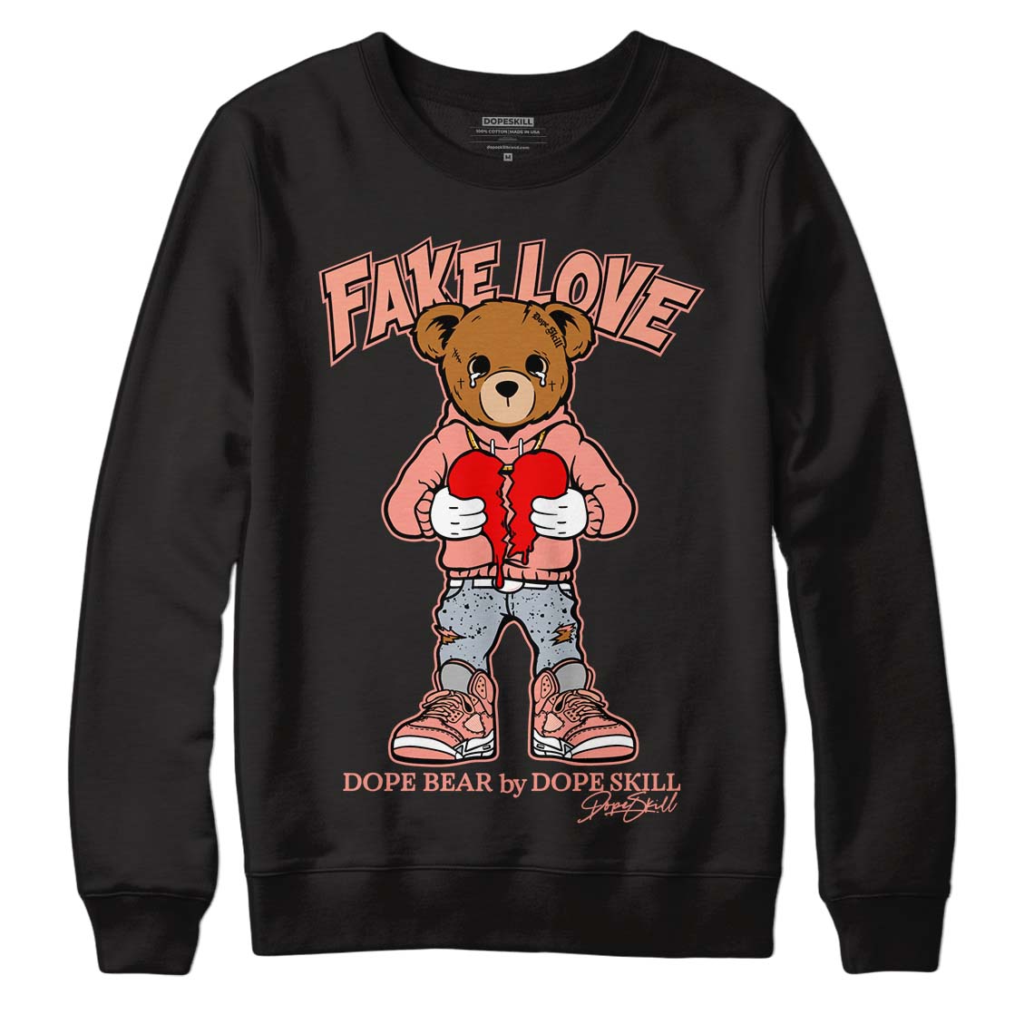 DJ Khaled x Jordan 5 Retro ‘Crimson Bliss’ DopeSkill Sweatshirt Fake Love Graphic Streetwear  - Black 