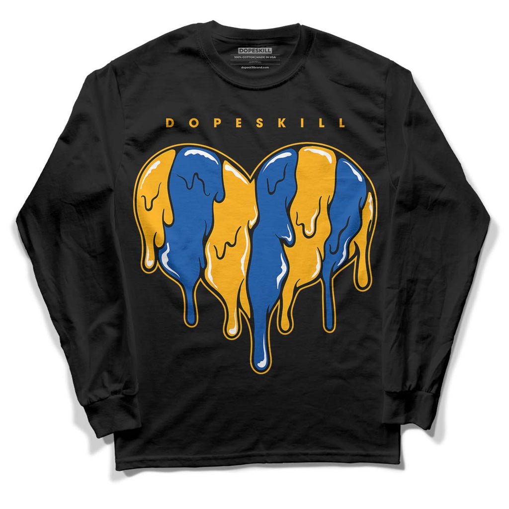 Dunk Blue Jay and University Gold DopeSkill Long Sleeve T-Shirt Slime Drip Heart Graphic Streetwear - Black