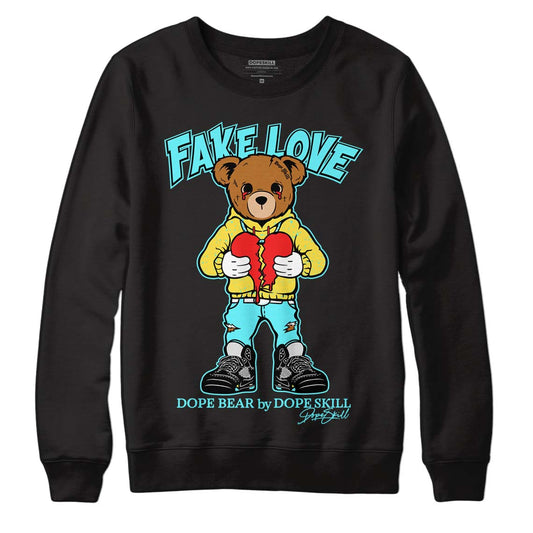 Aqua 5s DopeSkill Sweatshirt Fake Love Graphic - Black 