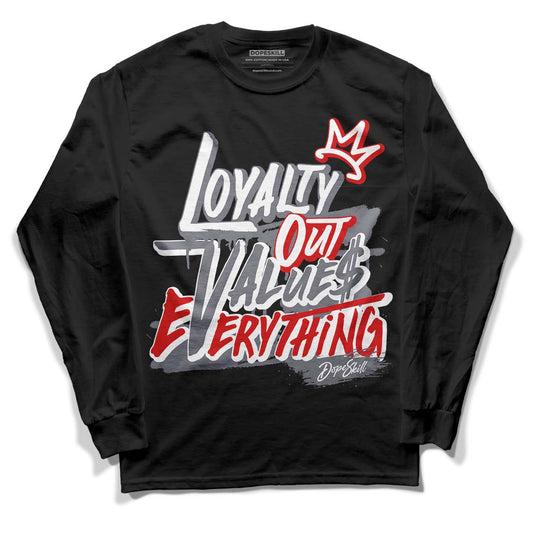 Fire Red 9s DopeSkill Long Sleeve T-Shirt LOVE Graphic - Black 