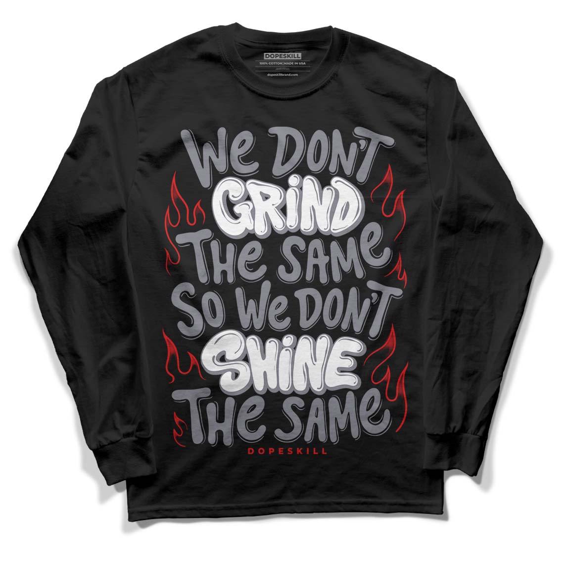 Jordan 9 Retro Fire Red DopeSkill Long Sleeve T-Shirt Grind Shine Graphic Streetwear - Black 