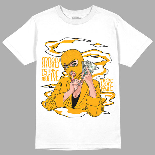 Taxi Yellow Toe 1s DopeSkill T-Shirt Money Is The Motive Graphic - White 