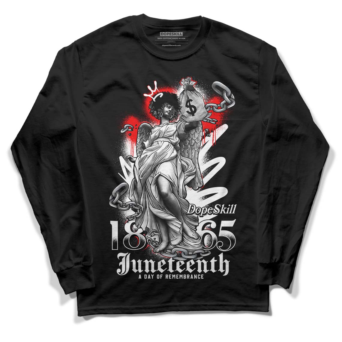 Jordan 1 High 85 Black White DopeSkill Long Sleeve T-Shirt Juneteenth  Graphic Streetwear - Black 