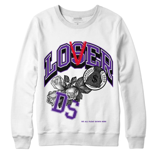 Jordan 3 Dark Iris DopeSkill Sweatshirt Loser Lover Graphic - White 