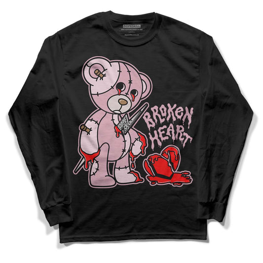 Dunk Low Teddy Bear Pink DopeSkill Long Sleeve T-Shirt Broken Heart Graphic - Black 