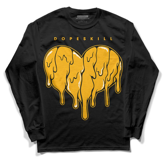 Goldenrod Dunk DopeSkill Long Sleeve T-Shirt Slime Drip Heart Graphic - Black 