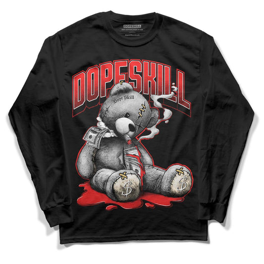 Dunk On Mars 5s DopeSkill Long Sleeve T-Shirt Sick Bear Graphic - Black