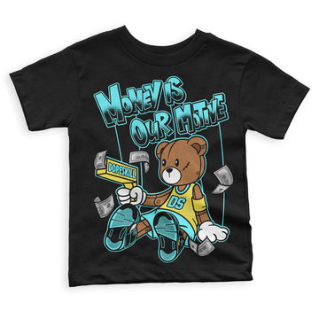 Aqua 5s DopeSkill Toddler Kids T-shirt Money Is Our Motive Bear Graphic - Black 