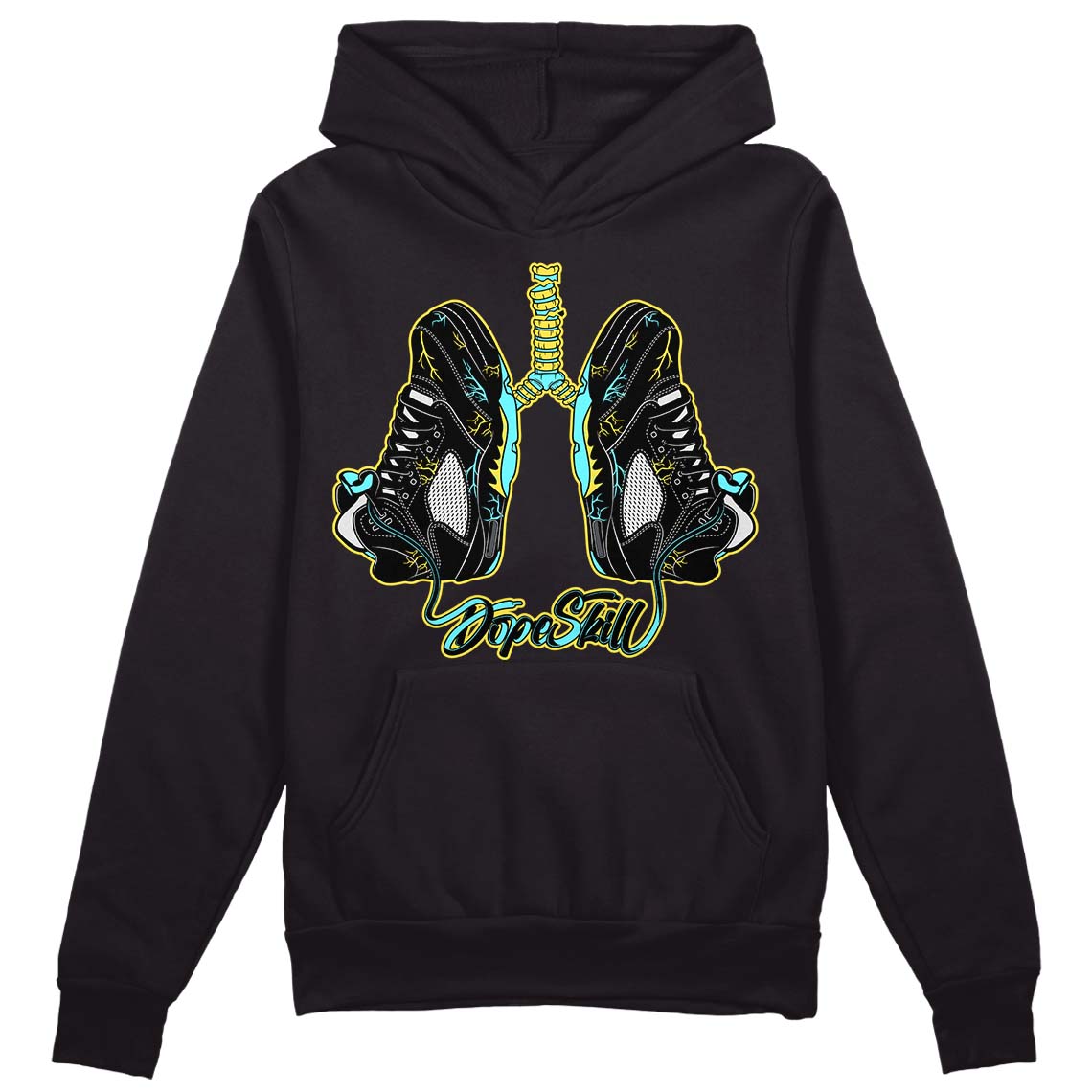 Aqua 5s DopeSkill Hoodie Sweatshirt Breathe Graphic - Black 