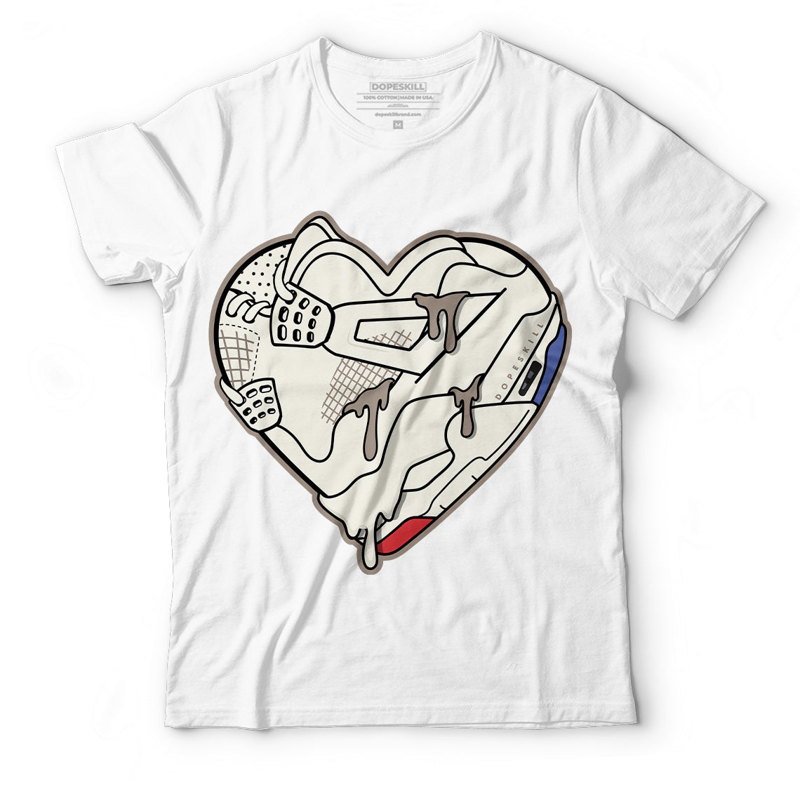 Jordan 4 Sail Canvas DopeSkill T-Shirt Heart Jordan 1 Graphic - White 