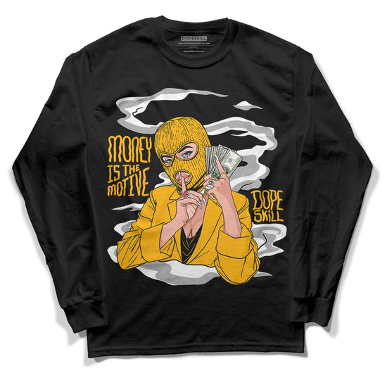 Goldenrod Dunk DopeSkill Long Sleeve T-Shirt Money Is The Motive Graphic - Black 