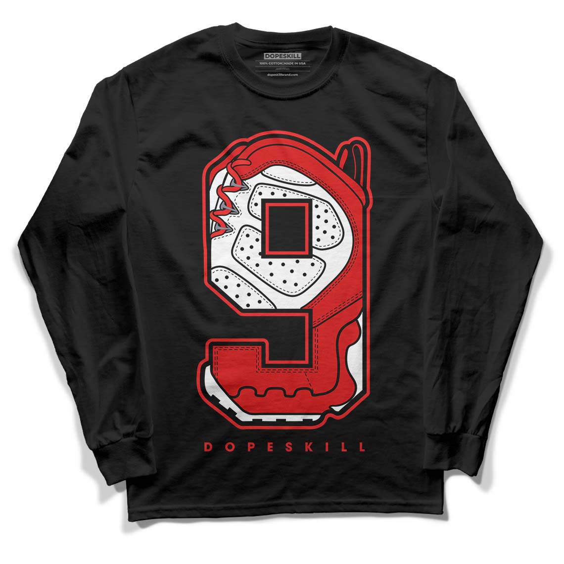 Gym Red 9s DopeSkill Long Sleeve T-Shirt No.9 Graphic - Black