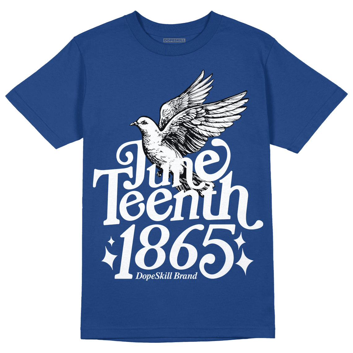 Jordan 13 Brave Blue DopeSkill Navy T-Shirt Juneteenth 1865 Graphic Streetwear