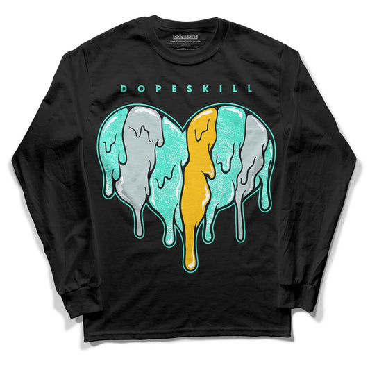 New Emerald 1s DopeSkill Long Sleeve T-Shirt Slime Drip Heart Graphic - Black