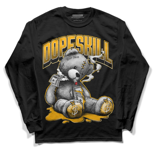 Goldenrod Dunk DopeSkill Long Sleeve T-Shirt Sick Bear Graphic - Black 