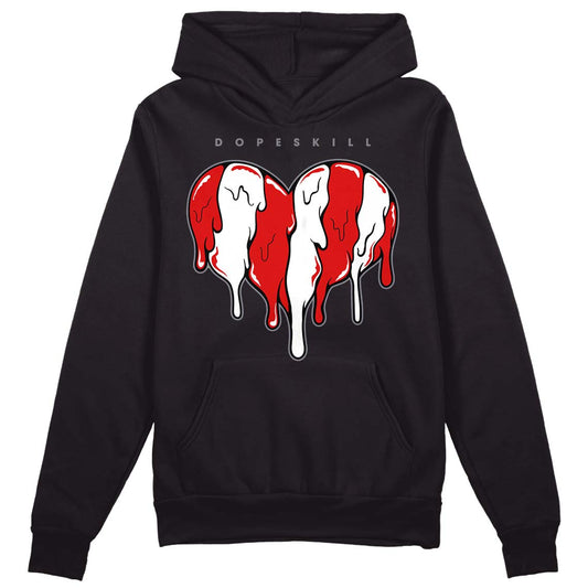 Gym Red 9s DopeSkill Hoodie Sweatshirt Slime Drip Heart Graphic - Black