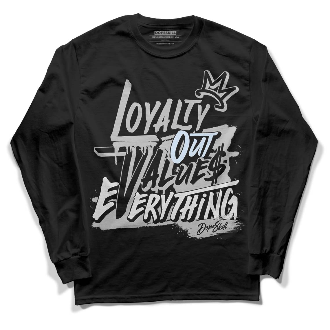 Black Metallic Chrome 6s DopeSkill Long Sleeve T-Shirt LOVE Graphic - Black