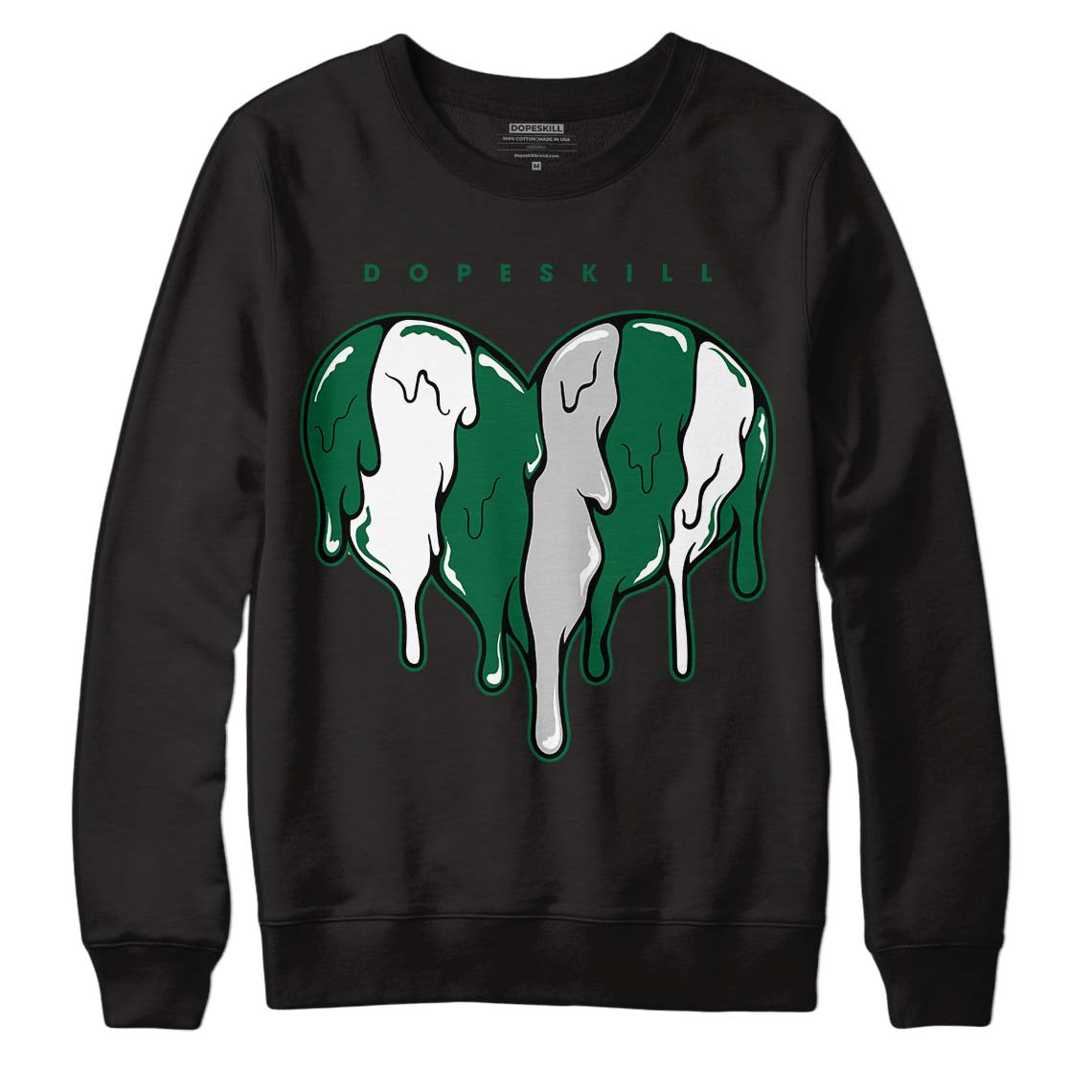 Gorge Green 1s DopeSkill Sweatshirt Slime Drip Heart Graphic - Black 