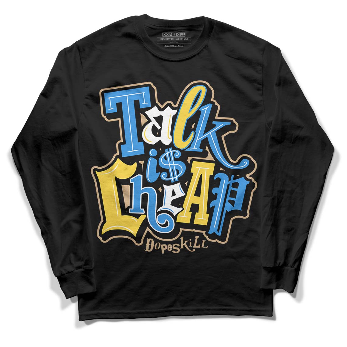 SB Dunk Low Homer DopeSkill Long Sleeve T-Shirt Talk Is Chip Graphic - Black