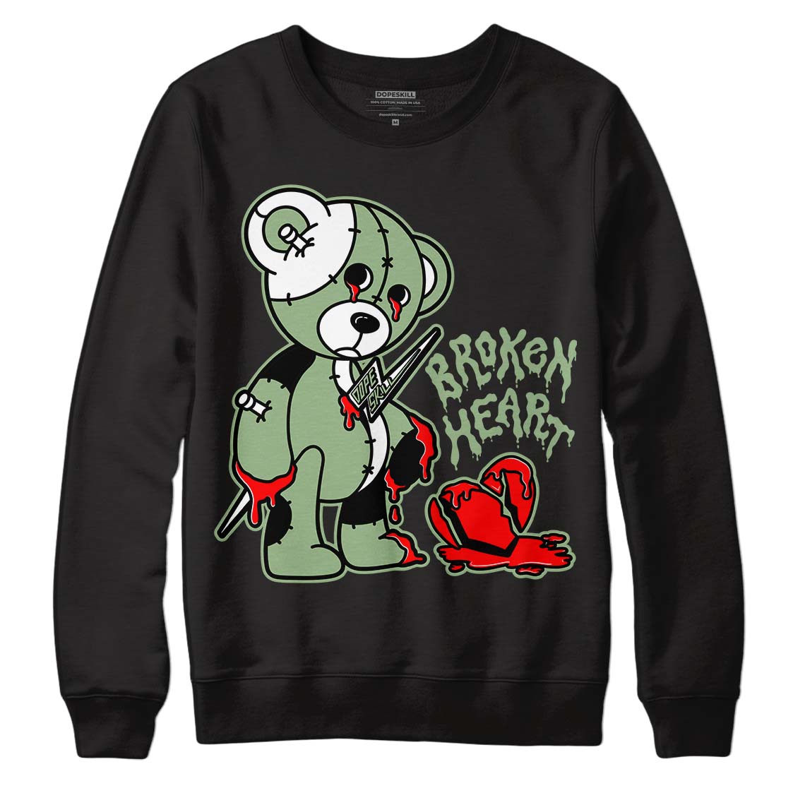 Jordan 4 Retro “Seafoam”  DopeSkill Sweatshirt Broken Heart Graphic Streetwear  - Black 