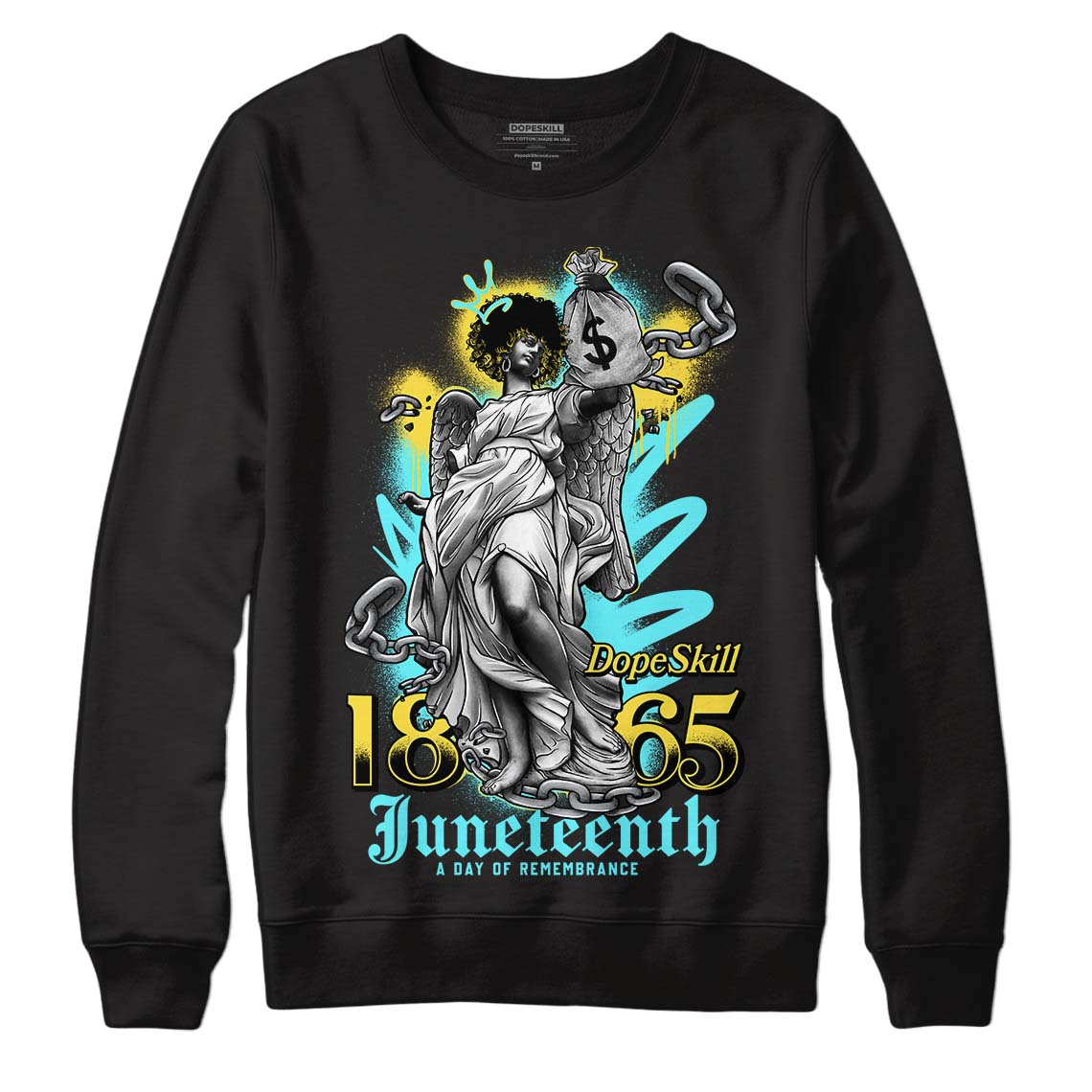 Aqua 5s DopeSkill Sweatshirt Juneteenth Graphic - Black 