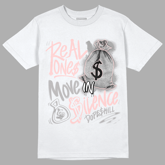 Jordan 1 Retro High OG Stage Haze DopeSkill T-Shirt Real Ones Move In Silence Graphic - White 