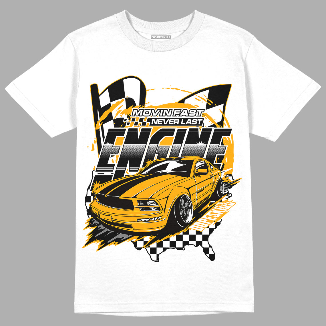 Taxi Yellow Toe 1s DopeSkill T-Shirt ENGINE Tshirt Graphic - White 