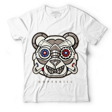 Jordan 4 Sail Canvas DopeSkill T-Shirt Robo Bear Graphic - White 