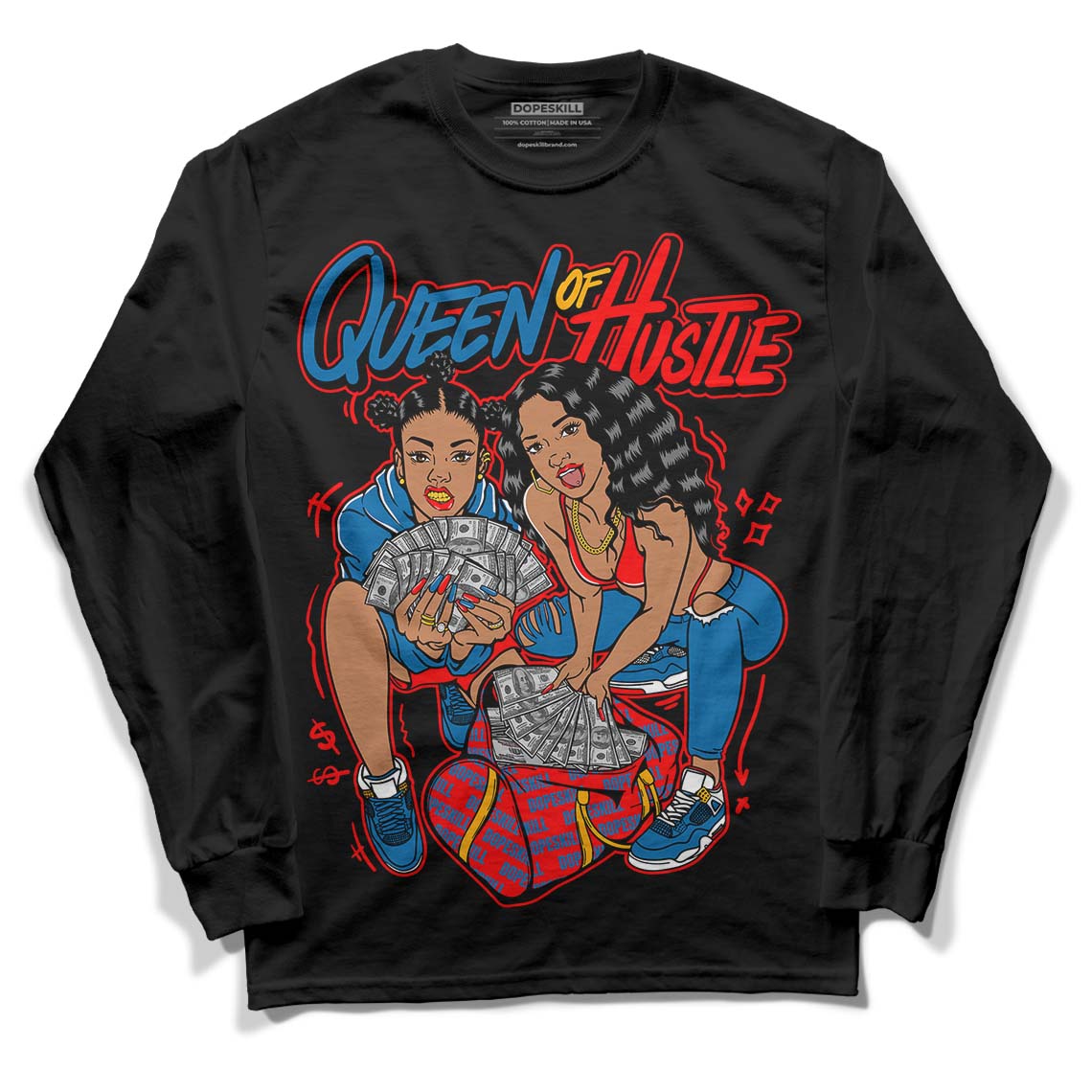 Messy Room 4S DopeSkill Long Sleeve T-Shirt Queen Of Hustle Graphic - Black