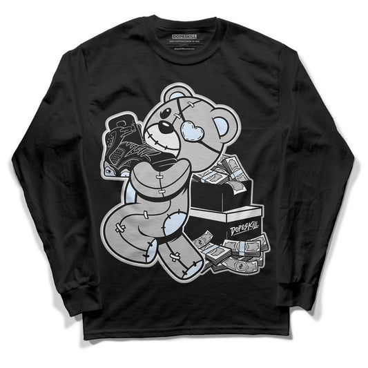Black Metallic Chrome 6s DopeSkill Long Sleeve T-Shirt Bear Steals Sneaker Graphic - Black