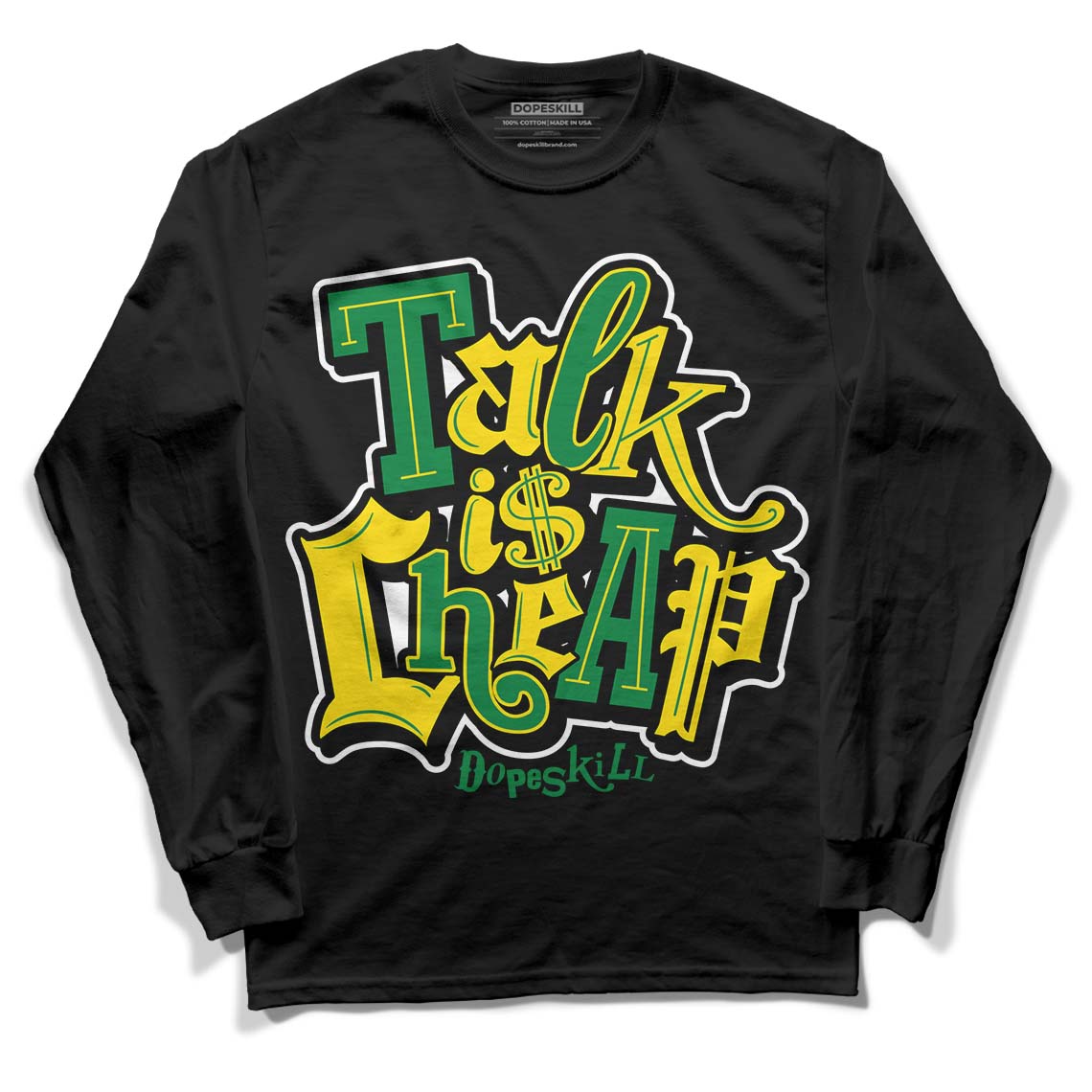 Dunk Low Reverse Brazil DopeSkill Long Sleeve T-Shirt Talk Is Chip Graphic - Black 