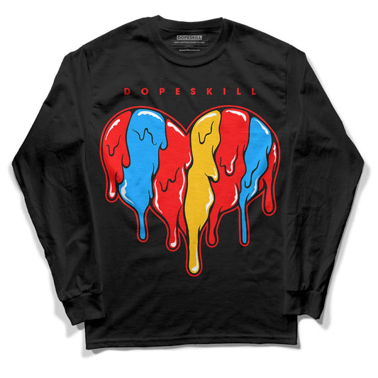 Fruity Pebbles Dunks DopeSkill Long Sleeve T-Shirt Slime Drip Heart Graphic - Black