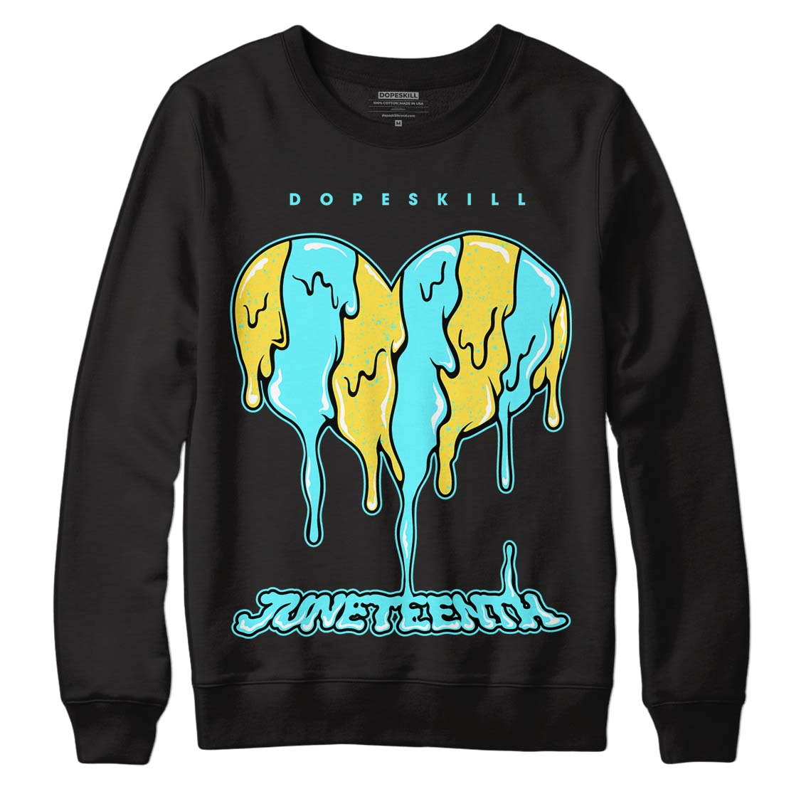 Aqua 5s DopeSkill Sweatshirt Juneteenth Heart Graphic - Black 