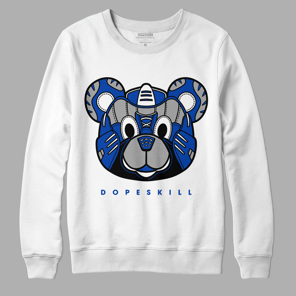 Jordan 5 Racer Blue DopeSkill Sweatshirt SNK Bear Graphic - White 