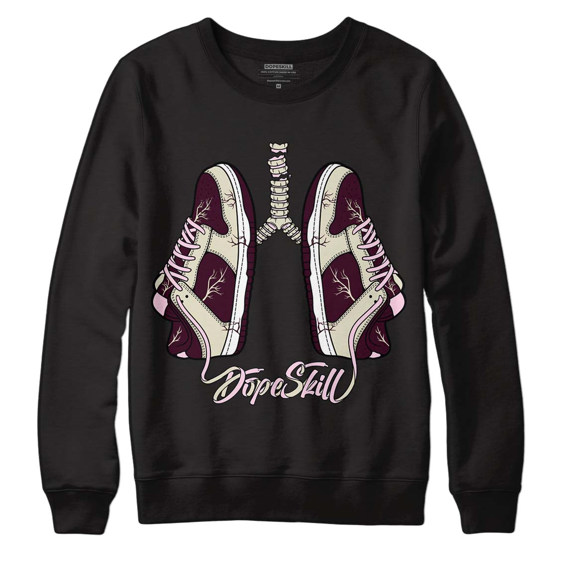 Dunk Low Night Maroon and Medium Soft Pink DopeSkill Sweatshirt Breathe Graphic Streetwear - Black 