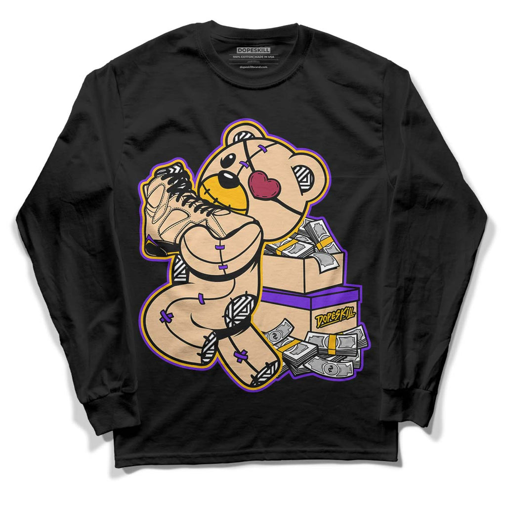 Afrobeats 7s SE DopeSkill Long Sleeve T-Shirt Bear Steals Sneaker Graphic - Black