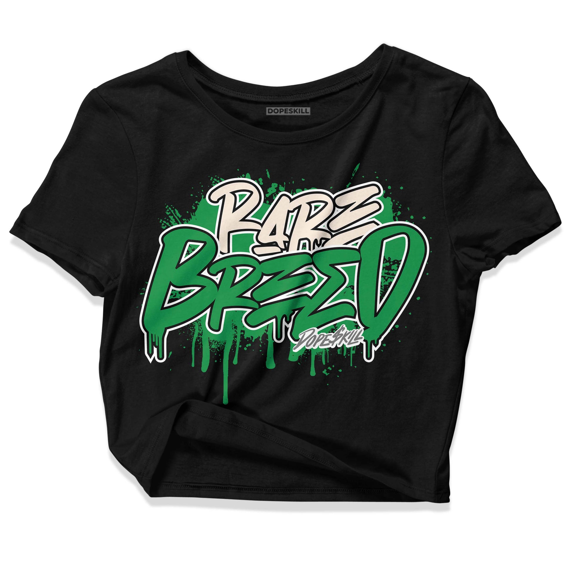 Jordan 2 Retro Lucky Green DopeSkill Women's Crop Top Rare Breed Graphic Streetwear  - Black