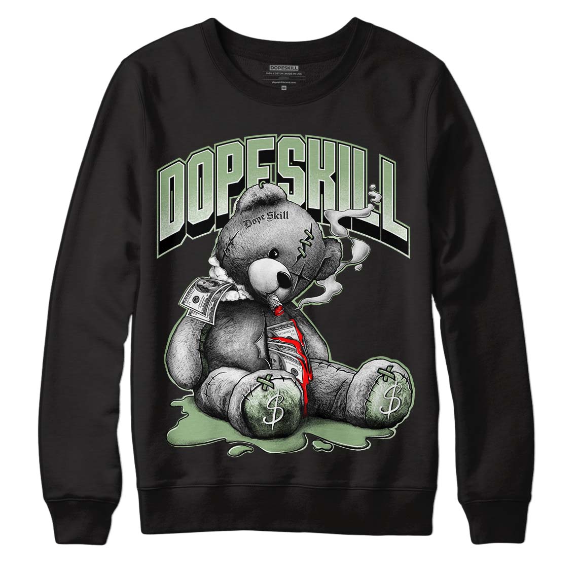 Jordan 4 Retro “Seafoam”  DopeSkill Sweatshirt Sick Bear Graphic Streetwear   - Black 