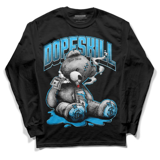 University Blue 13s DopeSkill Long Sleeve T-Shirt Sick Bear Graphic - Black 
