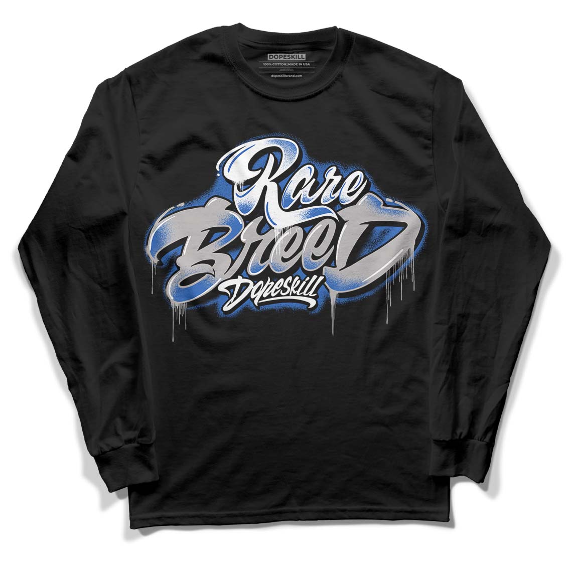 True Blue 1s DopeSkill Long Sleeve T-Shirt Rare Breed Type Graphic - Black