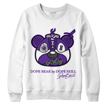 Jordan 3 Dark Iris DopeSkill Sweatshirt Sneaker Bear Head Graphic - White 