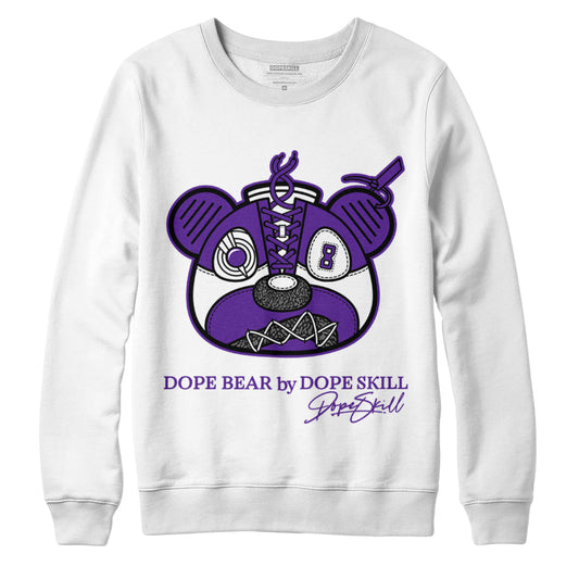 Jordan 3 Dark Iris DopeSkill Sweatshirt Sneaker Bear Head Graphic - White 