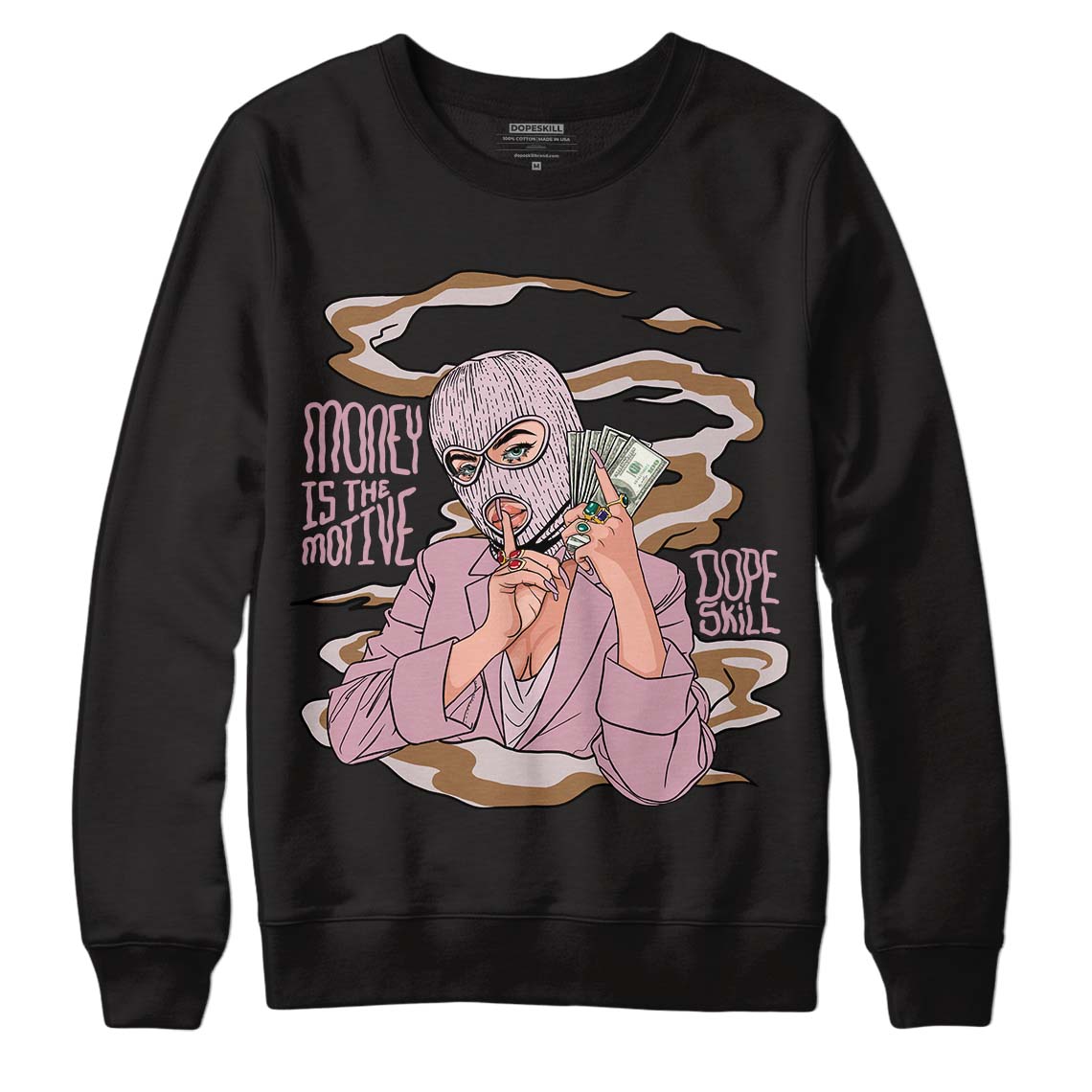 Dunk Low Teddy Bear Pink DopeSkill Sweatshirt Money Is The Motive Graphic - Black